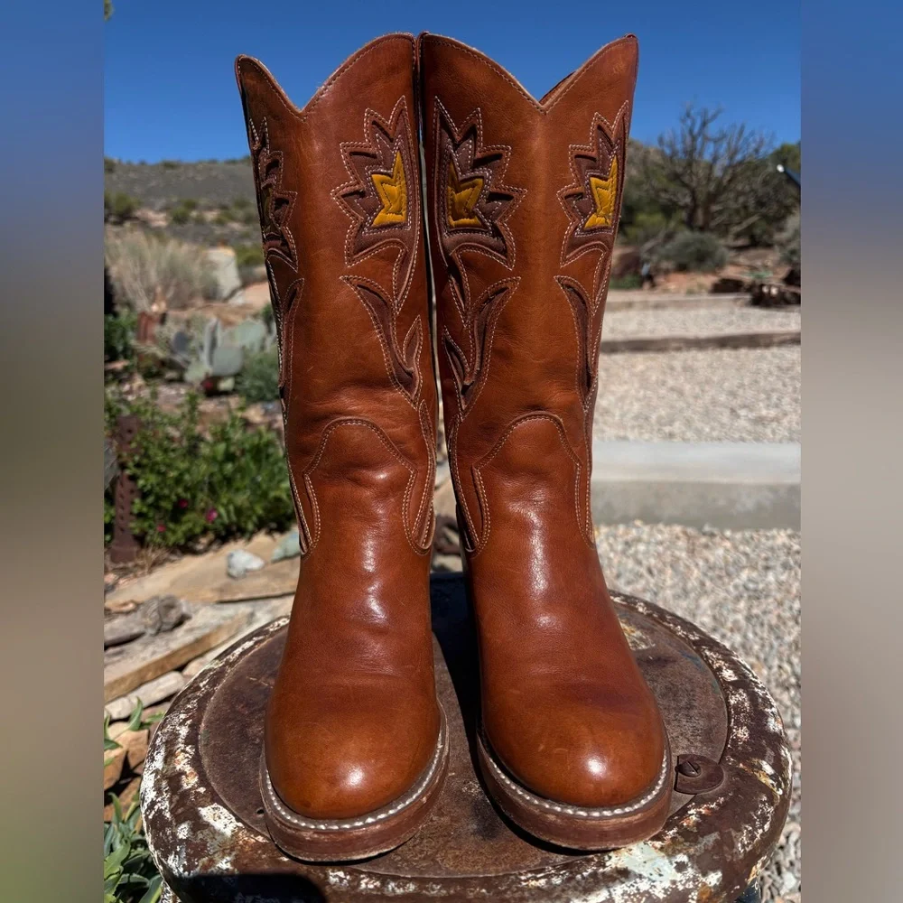 FRYE Campus Sabrina Floral Inlay Boots Vintage - Picture 8 of 16